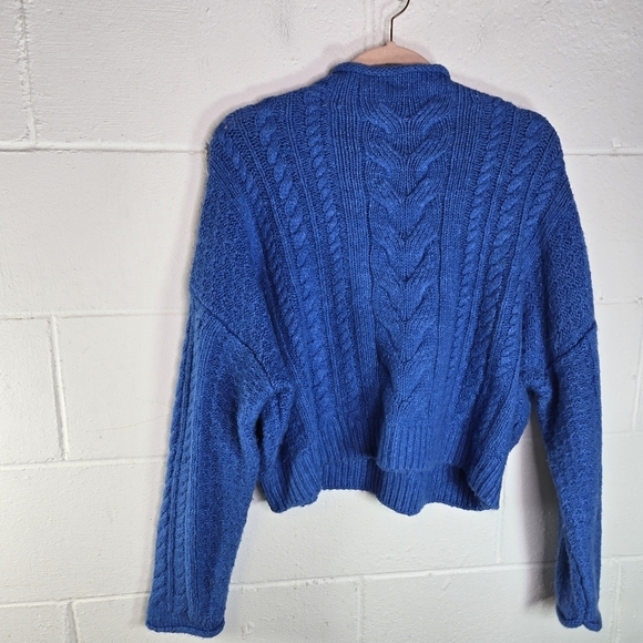Anthropologie Pilcro blue cable knit rolled mock pullover sweater - Picture 8 of 11